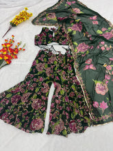 Dark green embroidered sharara style outfit