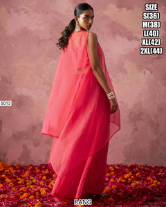 Pink georgette palazzo with cape style readymade