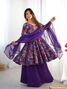 Purple Roman silk kediya style palazzo