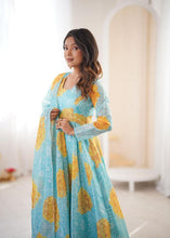Sun-kissed floral baby blue anarkali