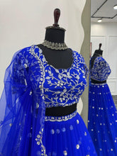 Royal blue threadwork Lehenga