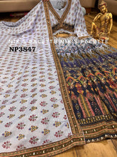 Lilac ombre to midnight purple printed Lehenga