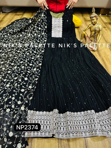 Niks collection - black silk pleated anarkali