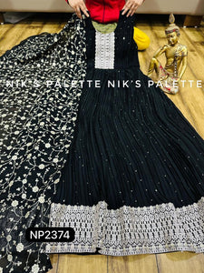 Niks collection - black silk pleated anarkali
