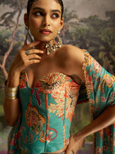 Sea green floral corset style readymade Lehenga