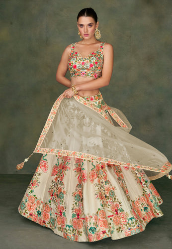 Janisha readymade - off white silk Lehenga