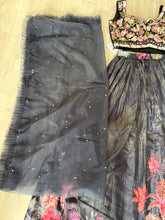 Black chinon crush silk readymade Lehenga