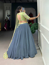Grey and pista green georgette Lehenga