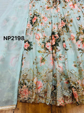 Niks - georgette printed sky blue anarkali