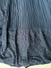 Deep navy blue chinon silk embroidered gown