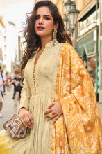 Ivory and mustard silk anarkali