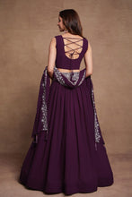 Blooming georgette plain skirt wine Lehenga
