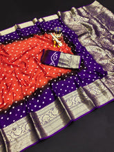 Bandhej silk saree with kanchipuram border