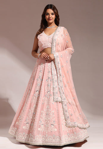 Baby pink georgette lucknowi Lehenga