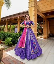 Purple traditional bandhani print readymade Lehenga (matching men’s kurta available)