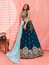 Teal Georgette sequins lehenga