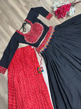 Simple black readymade chaniya choli (matching men’s dhoti set available)