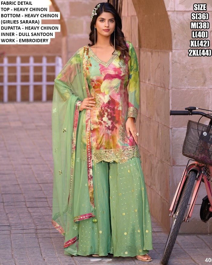 Green floral trouser set