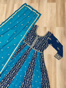 Two coloured panelled anarkali