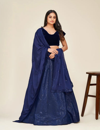 Navy blue evening Lehenga