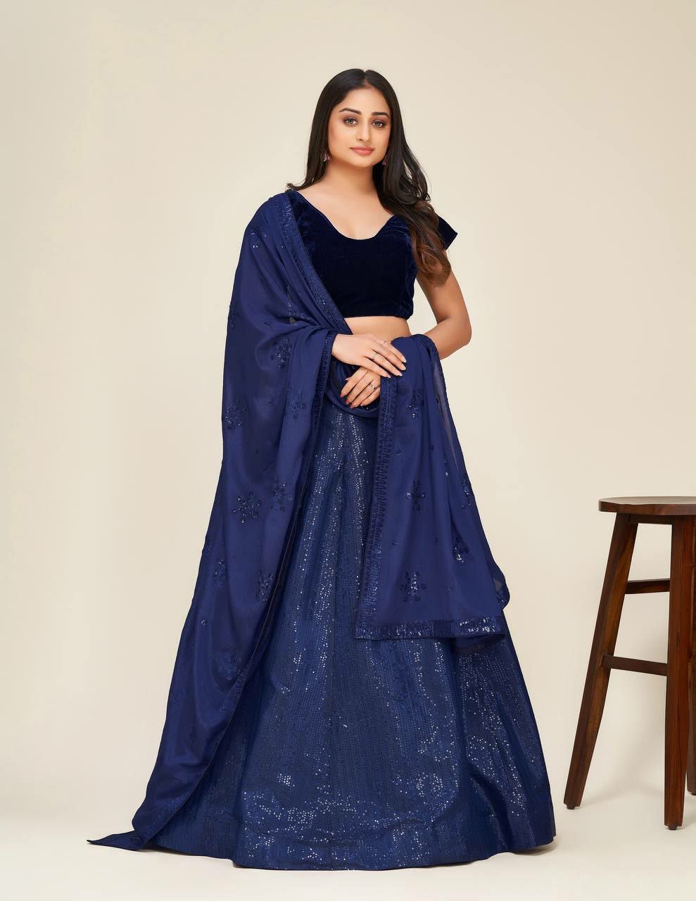 Navy blue evening Lehenga