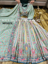 Niks collection - Pastel sage crepe silk printed lehengal