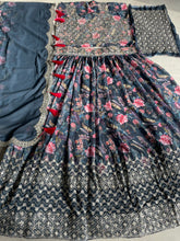 Blue printed floral Lehenga