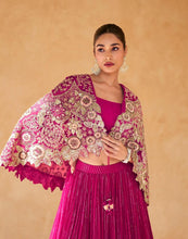 Hot pink readymade Lehenga with shrug