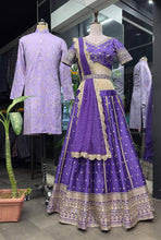 Purpe Dreamer Bollywood fusion readymade Lehenga (men’s kurta matching available)