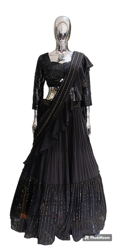 Boutique collection -  black flared and ruffle Lehenga