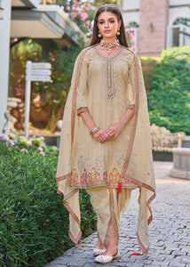 Beige dhoti style suit