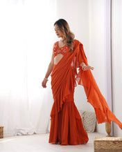 Rust ready to wear sharara saree (XS-XXL)