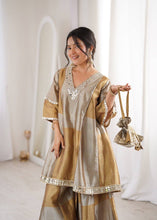 Stylish two tone gold and beige palazzo suit (free batwa)