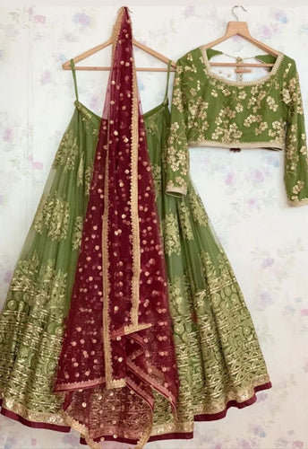 Perfect combination of green and gold Lehenga