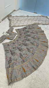 Elegant grey embroidered lehenga