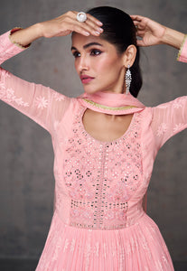 Janisha - readymade pastel pink georgette anarkali