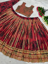 Maroon and gold flowy Lehenga