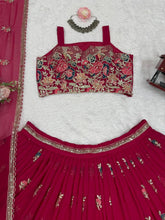 Red georgette floral embroidered Lehenga