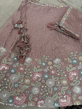Pink rosegold chiffon sequinned Lehenga