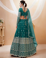 Tanaya - emerald green zari sequins georgette Lehenga (long sleeves possible)