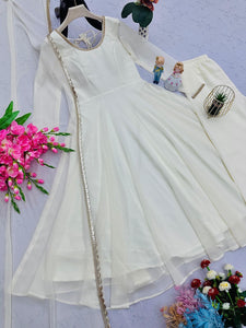 Simple white anarkali gown