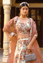 Cream silk floral Lehenga