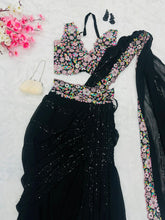 Black fishtail Lehenga saree