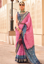 Pink silk bandhej print saree