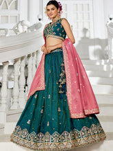 Emerald Green Lehenga with contrasting dupatta