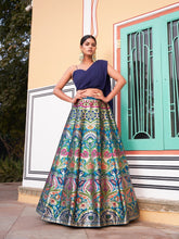 Indo western: Blue and sleek banarasi Lehenga