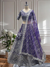 Royal purple embroidered wedding Lehenga (lightweight + plus + long sleeves option)