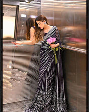 Black and silver partywear sequins saree