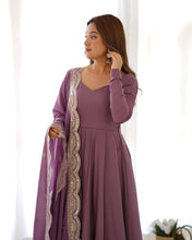 Mauve Roman silk anarkali set readymade