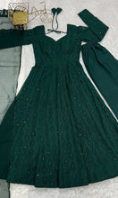 Bottle green kali pattern anarkali